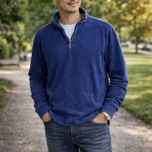 Men's M Club Room Blue Sweater 1/4‎ Zip Pullover Cotton Comfortable Fashion